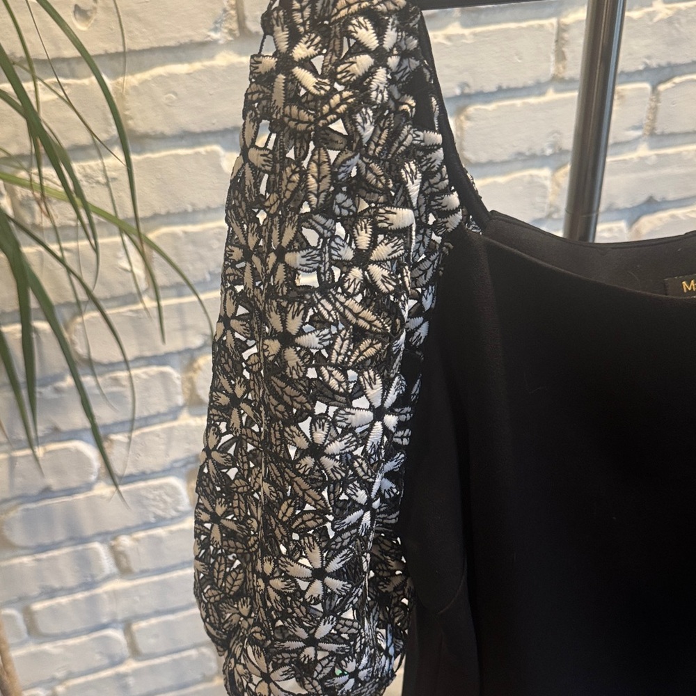 Maree Pour Toi Black Blouse With White Lace Sleeves View 4